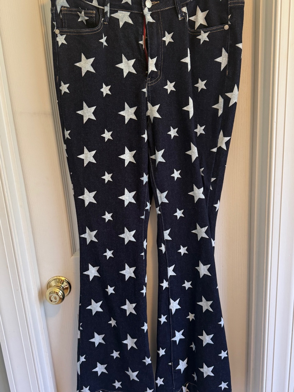 Judy Blue Blue Star-Print Flared Bottoms